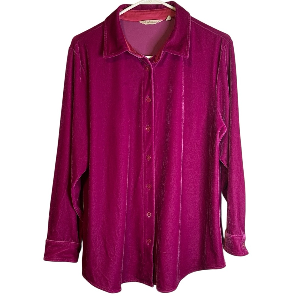 Soft Surroundings Velvet Button Blouse Romantic Whimsigoth Boho Goth Fairy PL